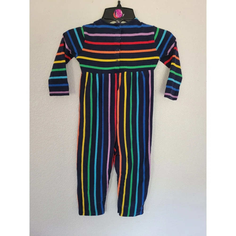 Primary Baby Rainbow Stripe Long Sleeve Romper Navy Blue 18-24 M Jumpsuit #8